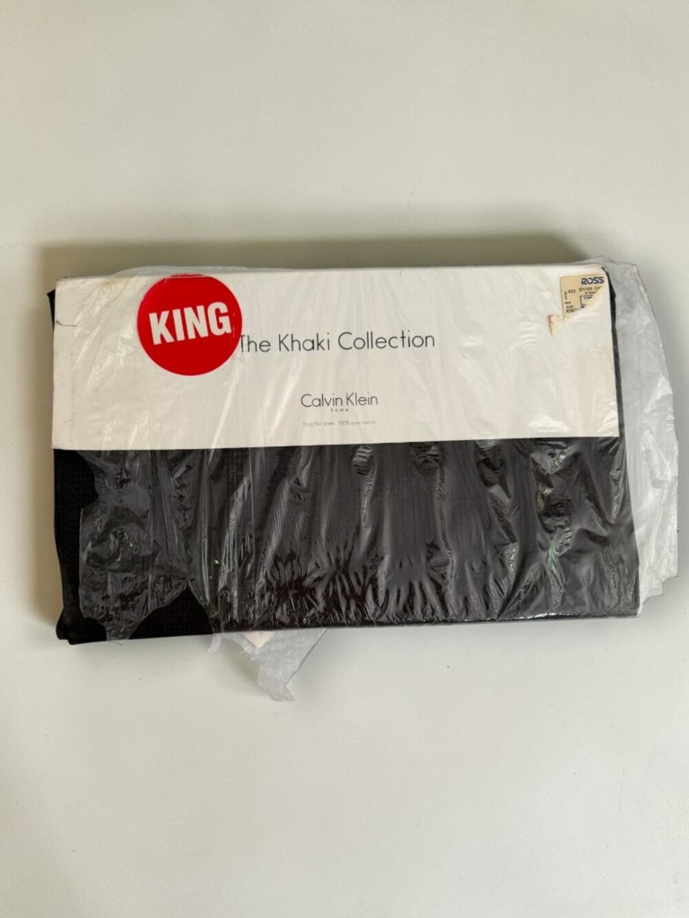 Calvin Klein Home Khaki Collection Sumatra Texture Glimmer King Flat Sheet NIP
